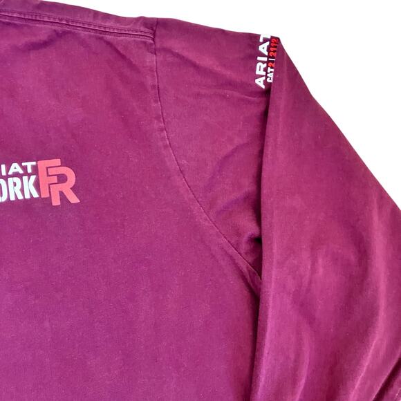 ARIAT Mens Flame Resistant American Raptor Long Sleeve Work T-shirt Burgundy - Picture 7 of 16
